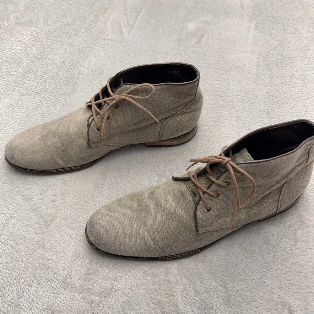 John Varvatos Light Gray Canvas Chukka Boots